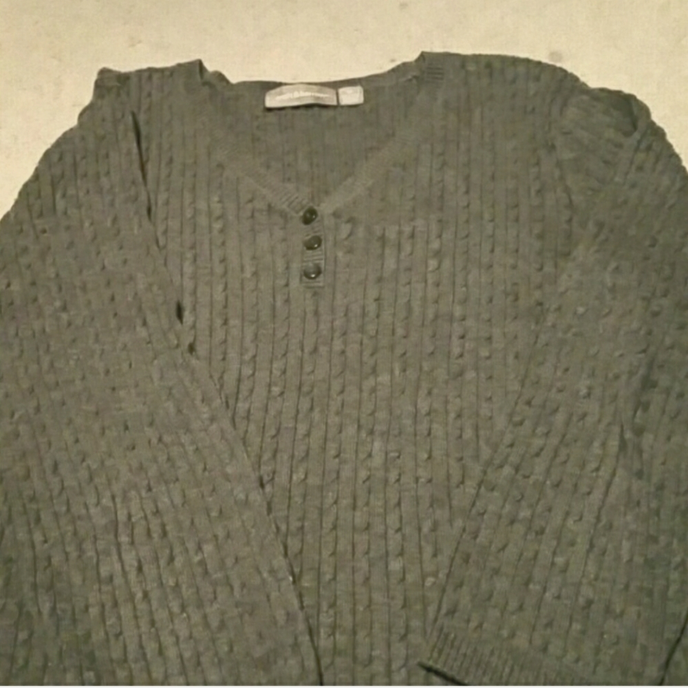 Green Croft and Barrow Knit Sweater 3/4 Sleeves Soft!